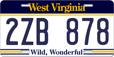 WV license plate 2ZB878