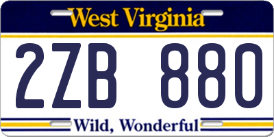 WV license plate 2ZB880