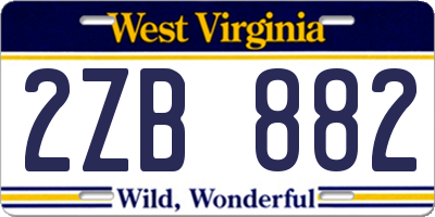 WV license plate 2ZB882