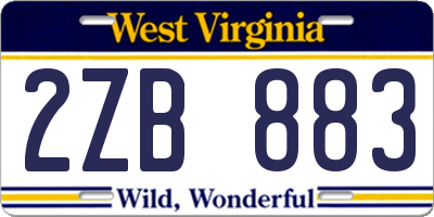WV license plate 2ZB883