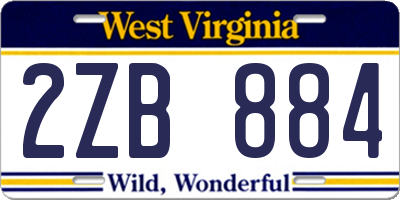 WV license plate 2ZB884