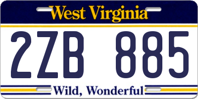 WV license plate 2ZB885