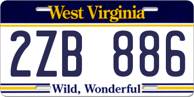 WV license plate 2ZB886