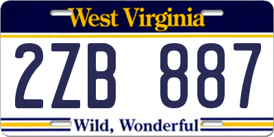 WV license plate 2ZB887