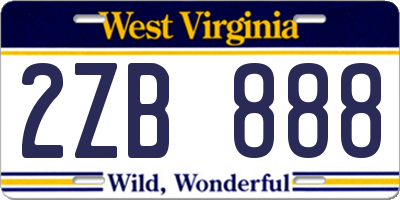 WV license plate 2ZB888