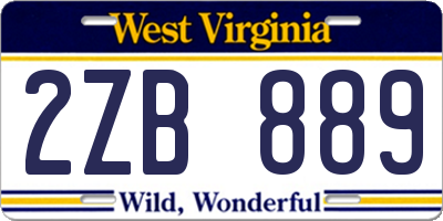 WV license plate 2ZB889