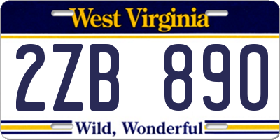 WV license plate 2ZB890