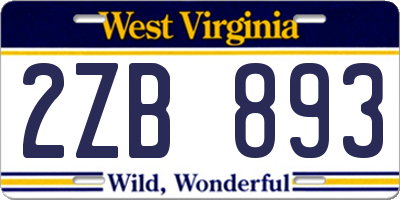 WV license plate 2ZB893