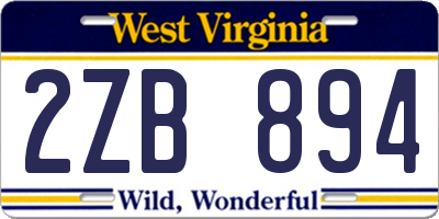 WV license plate 2ZB894
