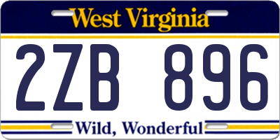 WV license plate 2ZB896