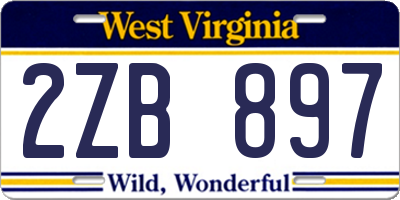 WV license plate 2ZB897