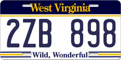 WV license plate 2ZB898