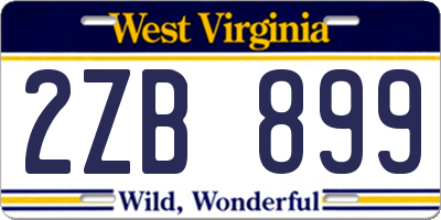 WV license plate 2ZB899