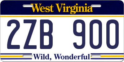 WV license plate 2ZB900