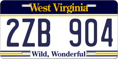 WV license plate 2ZB904