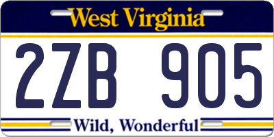 WV license plate 2ZB905