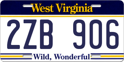 WV license plate 2ZB906