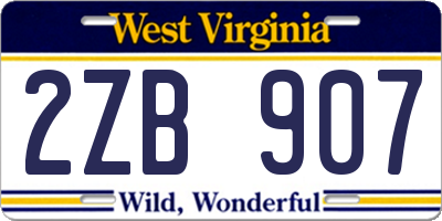 WV license plate 2ZB907