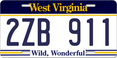 WV license plate 2ZB911