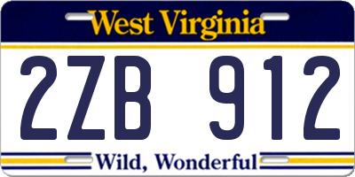 WV license plate 2ZB912