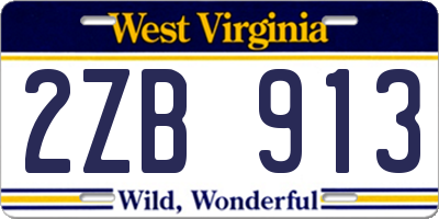 WV license plate 2ZB913