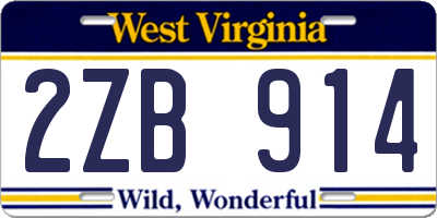 WV license plate 2ZB914