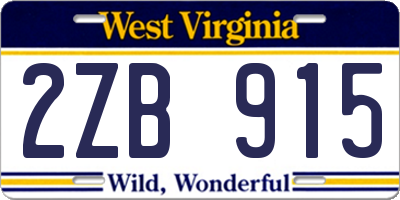 WV license plate 2ZB915
