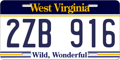 WV license plate 2ZB916