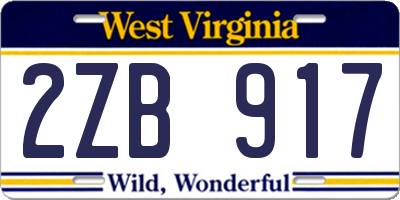 WV license plate 2ZB917