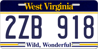 WV license plate 2ZB918