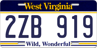 WV license plate 2ZB919