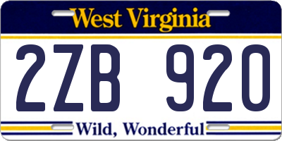 WV license plate 2ZB920