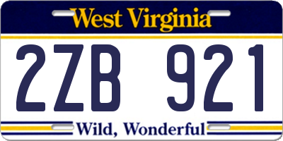 WV license plate 2ZB921