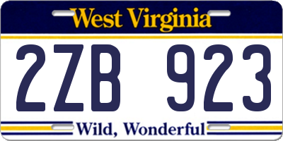 WV license plate 2ZB923
