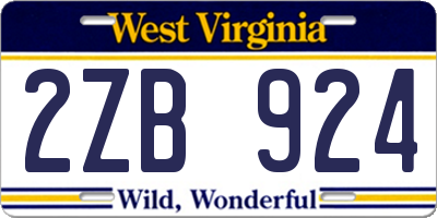 WV license plate 2ZB924