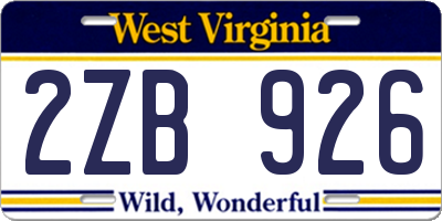 WV license plate 2ZB926