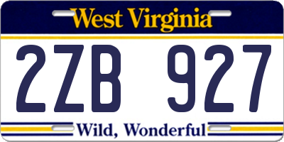 WV license plate 2ZB927