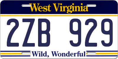 WV license plate 2ZB929