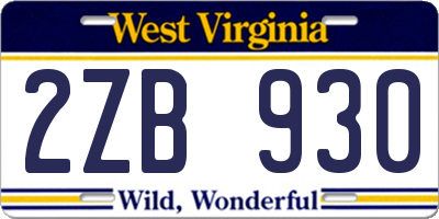 WV license plate 2ZB930