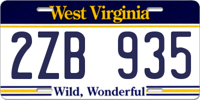WV license plate 2ZB935