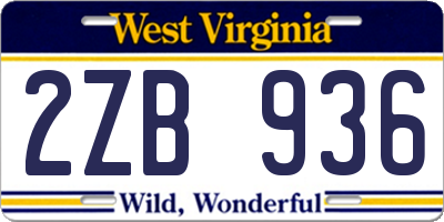 WV license plate 2ZB936