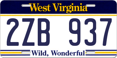 WV license plate 2ZB937