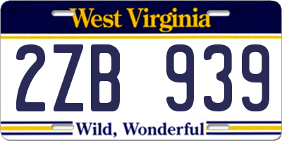 WV license plate 2ZB939