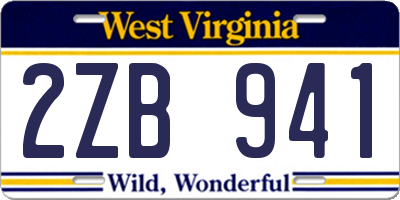 WV license plate 2ZB941