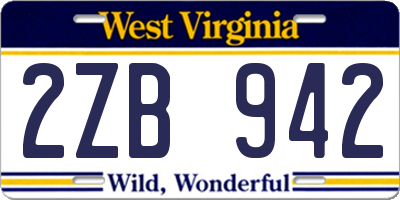 WV license plate 2ZB942