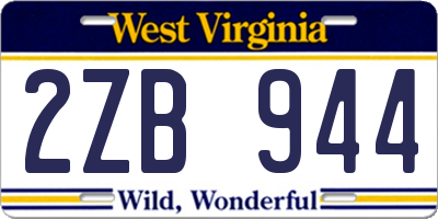 WV license plate 2ZB944