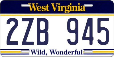 WV license plate 2ZB945