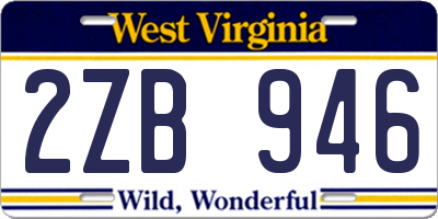 WV license plate 2ZB946
