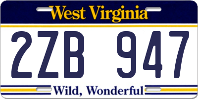 WV license plate 2ZB947