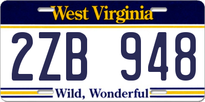 WV license plate 2ZB948
